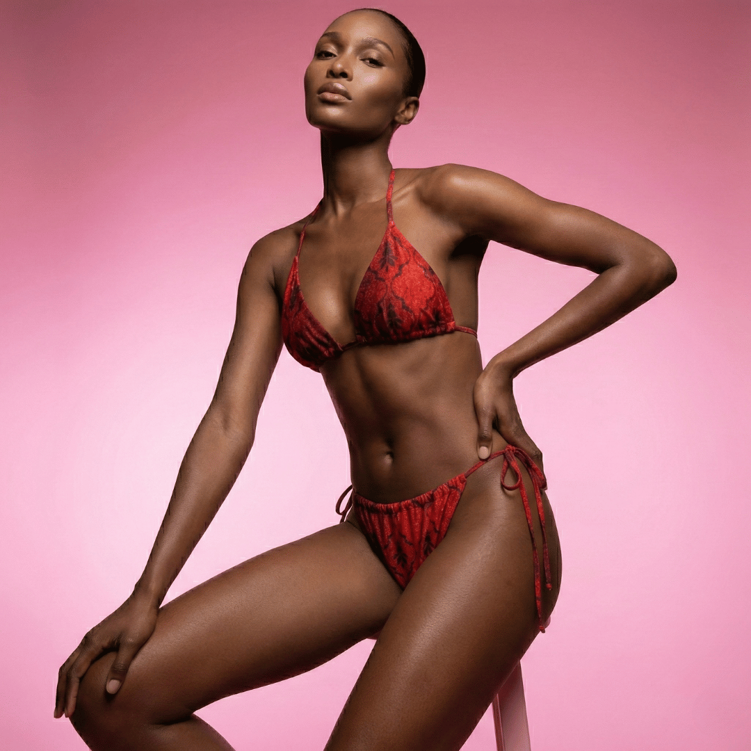 Triangle Top & Tie-Side Bikini Bottom / Red Queen