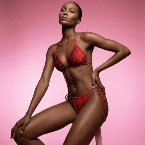 Triangle Top & Tie-Side Bikini Bottom / Red Queen