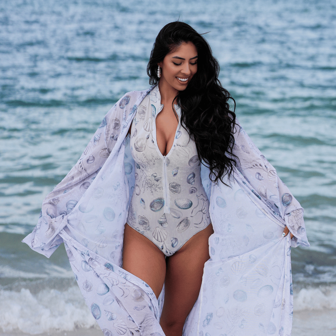Zipper Sleeveless Swimsuit / Bodysuit / PEARLS
