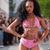 Triangle Bikini Top / Pink Flowers