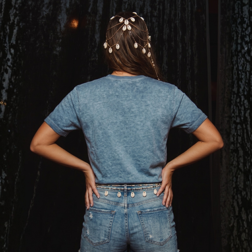 Organic Cotton T-shirt Vintage Style / SKY
