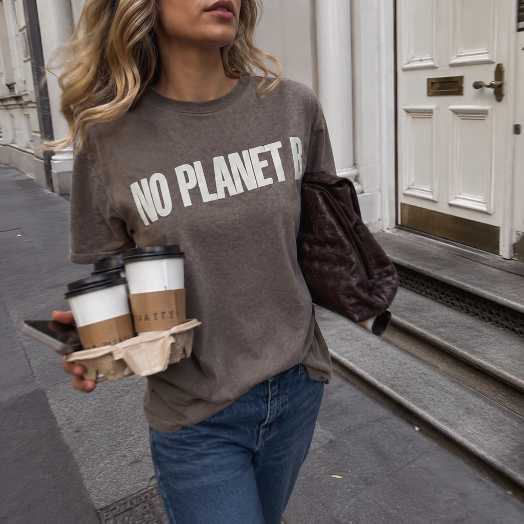 Organic Cotton T-shirt Vintage Style / LATTE